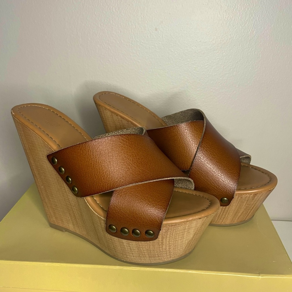 Mossimo Supply Co. Brown Wedge Sandal